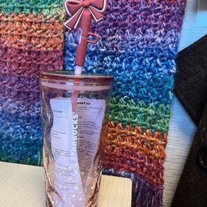 Starbucks Pink Glitter Tumbler with Bow Straw
